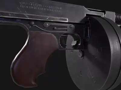 M1928A1 Thompson Submachine Gun Low-poly 3D model