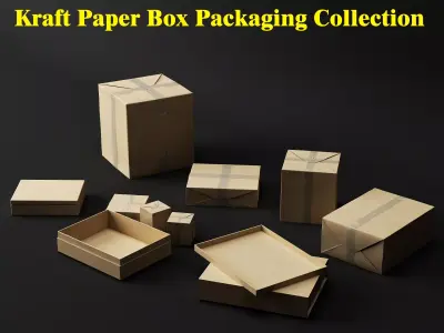 Cardboard Shipping Box Delivery Package Post Collection Low-poly 3D model