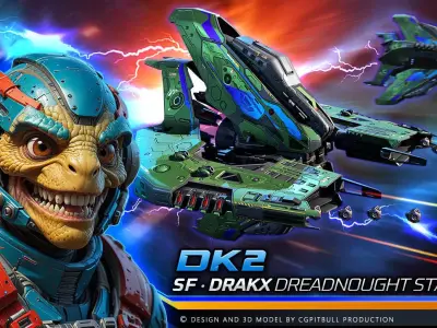 DRAKX - ALIEN Dreadnought DK2 Low-poly 3D model