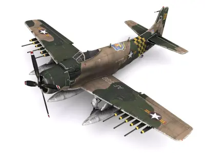 Douglas A-1 Skyraider Low-poly 3D model