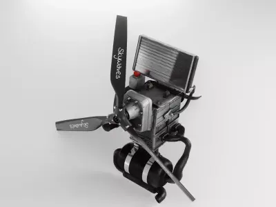 Light Aicraft Engine - Bombardier Rotax 582  Low-poly 3D model