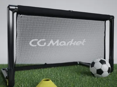 Portable Soccer Goal and Soccer Ball with Training Cone 3D print model