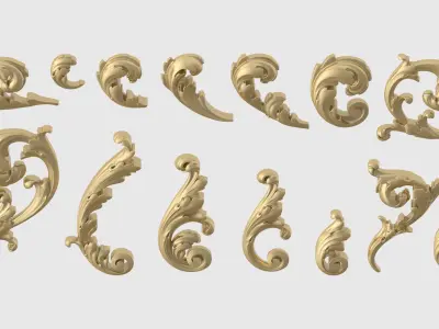 Acanthus Leaf Set 3D model
