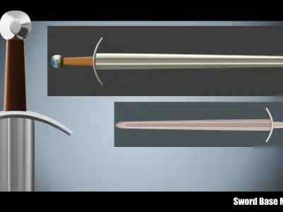 Sword Base Mesh 02 Tear Drop Medieval Sword Low-poly 3D model