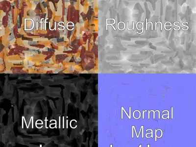 Ancient Open Book with Antique Pages Low-poly 3D model