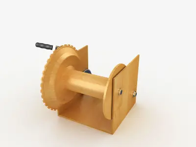 Winch wooden reel 3D model