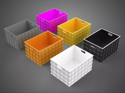 STANDARD YELLOW PURPLE ORANGE WHITE BLACK GRAY PLASTIC CRATE BOX 3D model