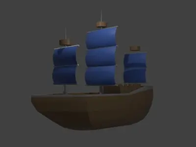 Pirate Ship Low-poly 3D model 2