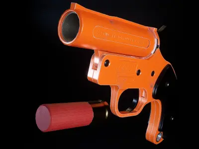 AAA Flare Gun Game Ready PBR Low-poly 3D model
