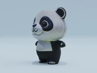Panda Character T-Pose Free low-poly 3D model