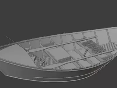 Draft Boat Low-poly 3D model
