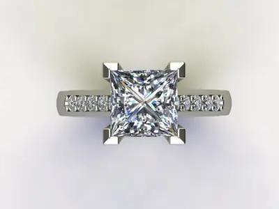10010 princess cut engagement ring 3D print model