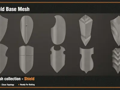 50 Shield Base Mesh - VOL 02-Game Ready  Low-poly 3D model