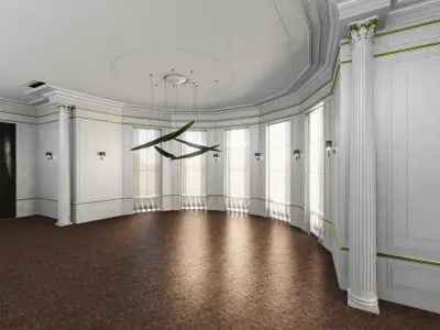 White House with classic interior  Free 3D model