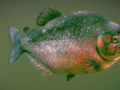 Red-bellied piranha Low-poly 3D model