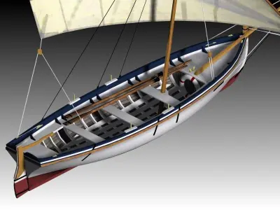 Latin Sail Fishing Boat Low-poly 3D model