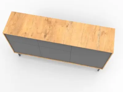 Modern Long Drawer Low-poly 3D model