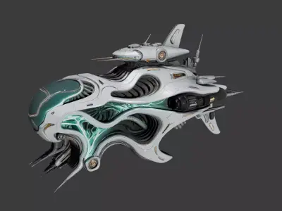 Futuristic Bio-Organic Sci-Fi Spaceship 3D model