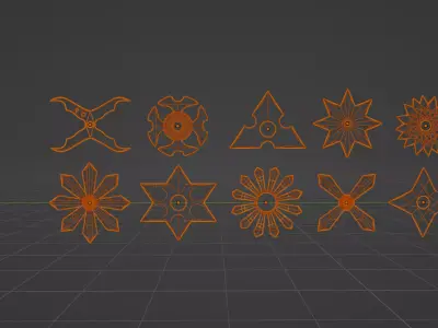 Shuriken set  Free low-poly 3D model