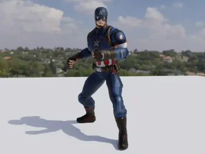 Captain America Rigged Free low-poly 3D model