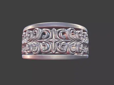 ornamental filigree ring silver engraved detailed band v3 3D print model