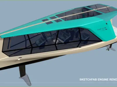 TYDE ICON Electric Yacht Low-poly 3D model