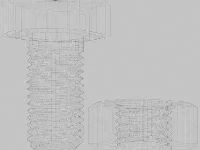 M10 Hex Bolts and Nuts with Rusty Iron Texture Fine Threads 3D model