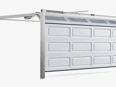 Electric Garage Doors White Rigged for Cinema 4D 3D model