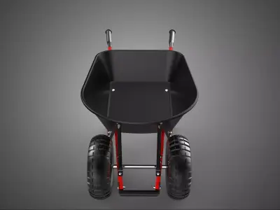 DUAL 2 DOUBLE TWO TIRE WHEEL WHEELED WHEELBARROW TROLLEY CART 3D model