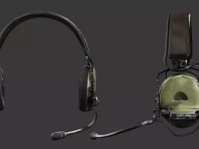 Worn Tactical Communication Headset Low-poly 3D model