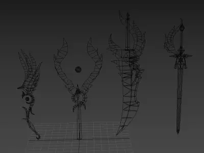 Fox drawing weapon set Low-poly 3D model
