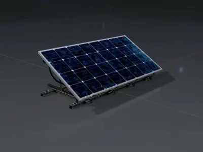 Solar module version 3 2x4m tilt angle 30 degrees with stand Low-poly 3D model