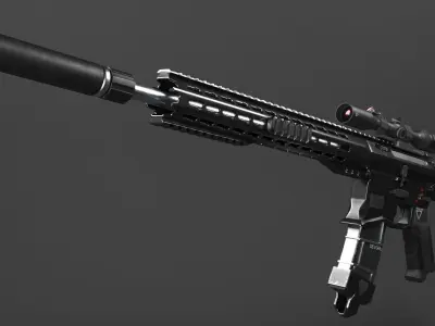 AR-15 Rifle Low-poly 3D model