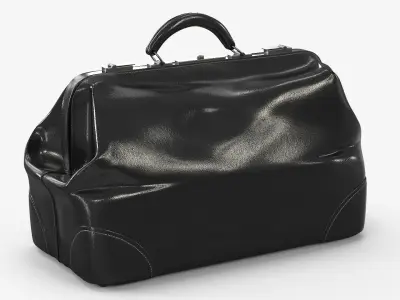 Vintage Doctors Bag Black Leather 3D model