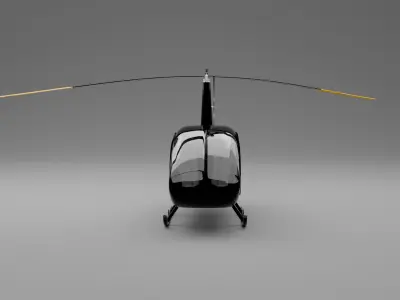Black Modern Civilian Helicopter Low Poly 3D Model 3D model