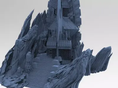 Mountain rocks Mongolia Monolith steps  3D model