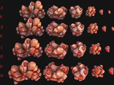Copper Deposits Ore and Stones Resource Set Low-poly 3D model