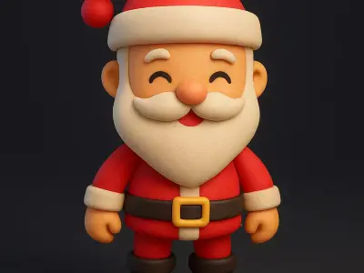Cute Chibi Flexy Santa Keychain  3D Printable Christmas Santa 3D model