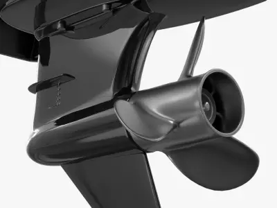  V8 Outboard Engine 300HP Black White 