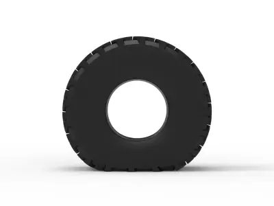Military truck tire 5 deflated Scale 1 to 25 3D print model
