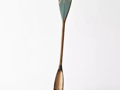 Worn Wooden Oar 3D Model 3D model
