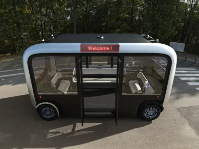  Driverless Bus Low-poly 3D model