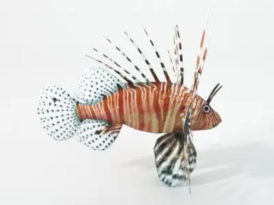 Lionfish lion flying in air Low-poly 3D model
