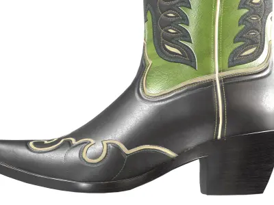Eagle Star Cowboy Black Green Boots 3D model
