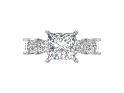 Princess Art Deco Ring 3D print model 14