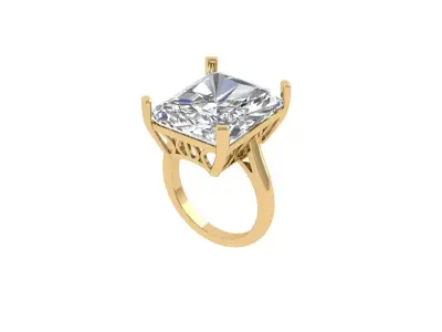 Emerald Solitaire Art Deco Ring 3D print model 2