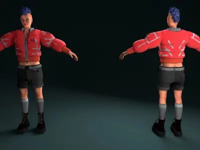 Cyber woman mercenary Low-poly 3D model