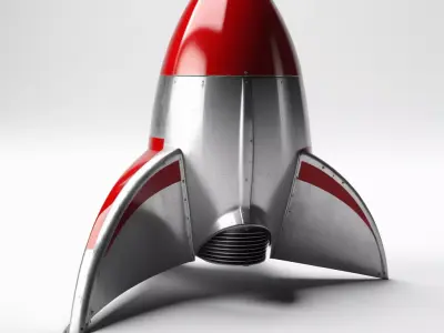 Retro SciFi Rocket Spaceship Model 3D model