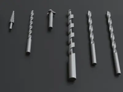 Drill Bit Models Low-poly 3D model