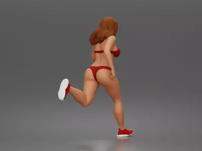 Running woman wearing top with sneakers sprinting 3D print model
